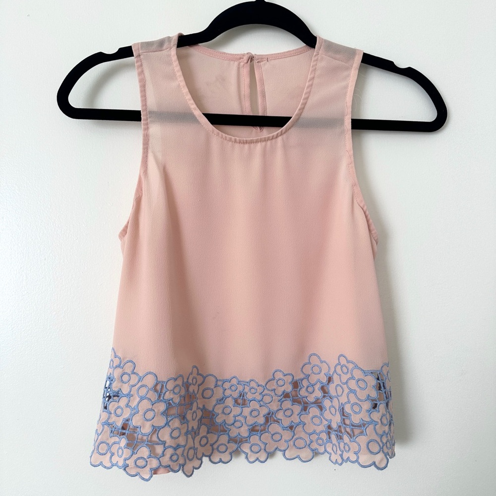 Topshop Light Pink Flowery Tank